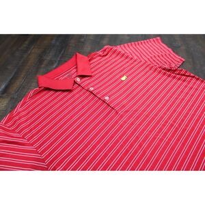 Masters Tech Golf Polo Shirt Mens XL Red Striped Moisture Wicking Lightweight